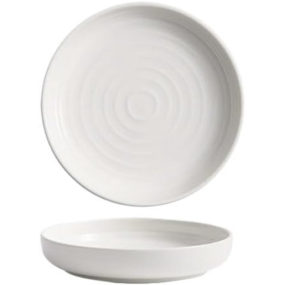 Plates Simple Japanese-style Deep Ceramic Plate, Creative Tableware for Home Use. Dishes(Large)