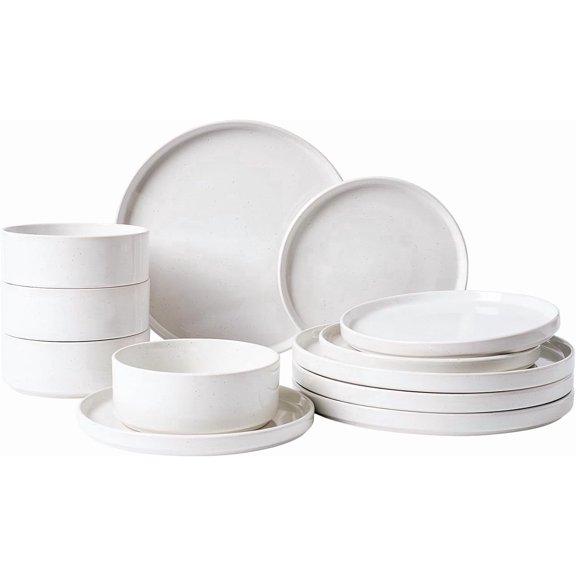 Plates and Bowls Set, 12 Pieces Dinnerware Sets, Dishes Set for 4
