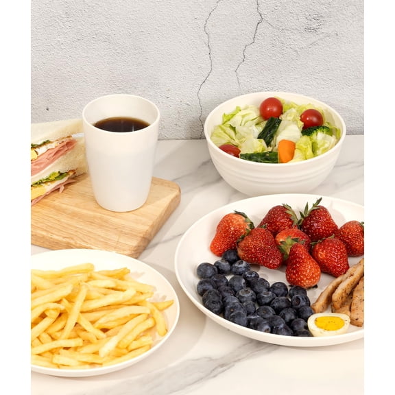 Plates and Bowls Sets, Unbreakable Dinnerware Sets, Dish Set for Camping, Dishwasher, Outdoor Kitchen and Apartment Dorm Dinning RV Essential