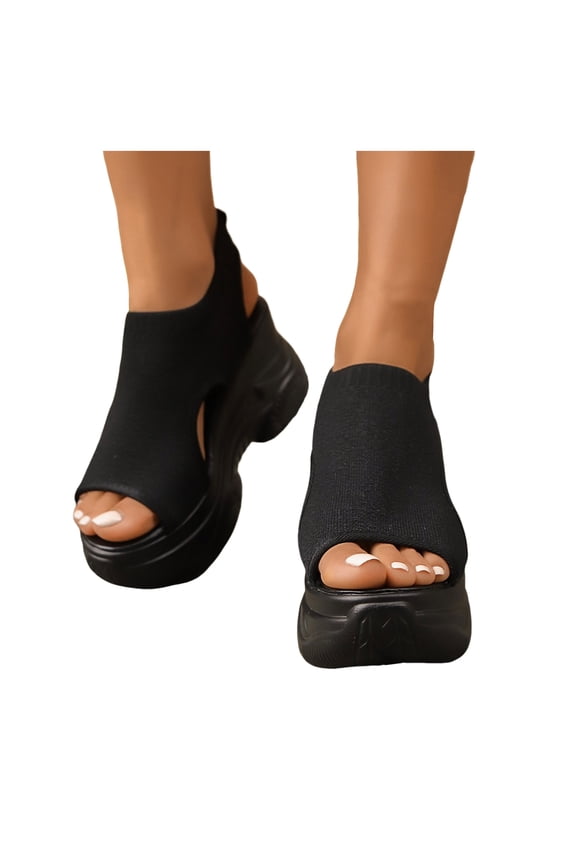 Platform Athletic Walking Sandals for Women 2025 Comfortable Knit Chunky Wedge Slip on Sport Summer Shoes