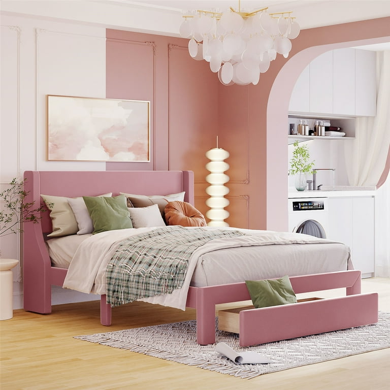 Platform Bed with a Big Drawer Queen Size Storage Platform Bed