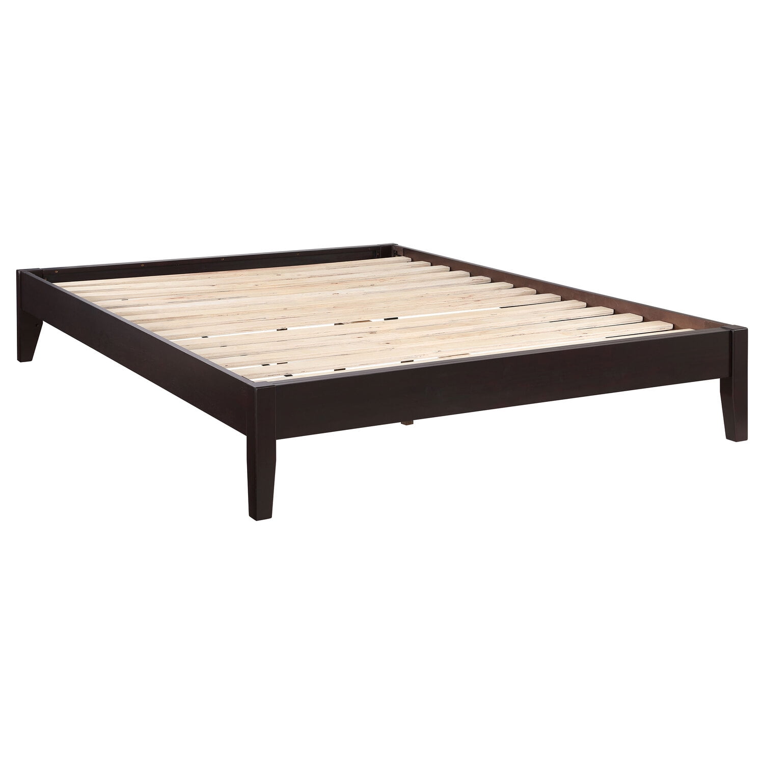 Cappuccino King Pine Wood Platform Bed with Slats