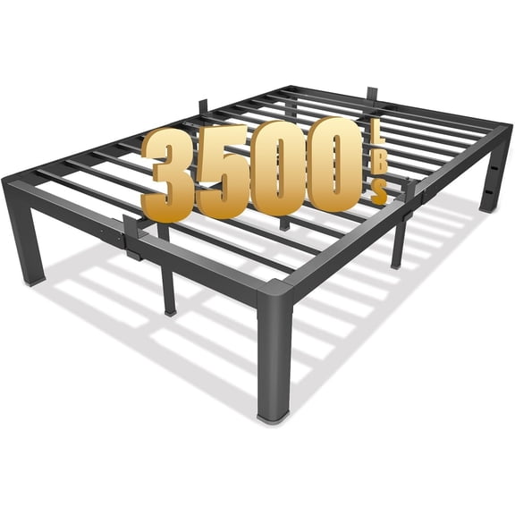 Platform Bed Frame,14" Heavy Duty Metal Mattress Foundation, Rounded Safety Corners & Recessed ,Mattress Retainers,Easy Assembly,Noise Free Steel Slat Support,No Box Spring Needed