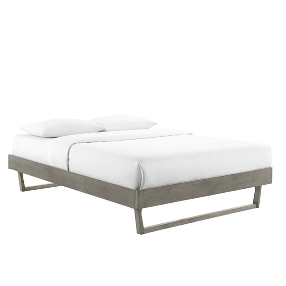 Platform Bed Frame, Full, Gray, Wood, Hotel Bedroom, Modern Contemporary, HB38068