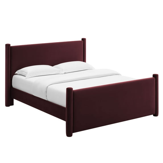 Platform Bed Frame, Full, Purple, Velvet, Hotel Bedroom, Modern Contemporary, HB38143