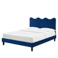 thumbnail image 1 of Platform Bed Frame, Full Size, Blue Navy, Velvet, Modern Contemporary, Bedroom Master Guest Suite Room, 1 of 12