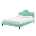 thumbnail image 1 of Platform Bed Frame, Full Size, Blue, Velvet, Modern Contemporary, Bedroom Master Guest Suite Room, 1 of 10