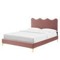 thumbnail image 1 of Platform Bed Frame, Full Size, Pink, Velvet, Modern Contemporary, Bedroom Master Guest Suite Room, 1 of 12