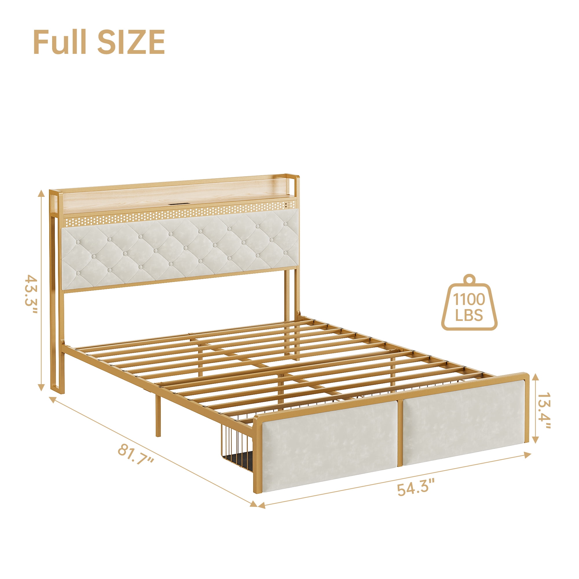 Platform Bed Frame,Full Size/Queen Size/King Size Bed Frame with Hidden ...