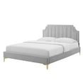 thumbnail image 1 of Platform Bed Frame, Full Size, Velvet, Light Grey Gray, Modern Contemporary Urban Design, Bedroom Master Guest Suite, 1 of 10