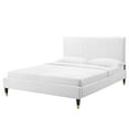 thumbnail image 1 of Platform Bed Frame, Full Size, Velvet, White, Modern Contemporary Urban Design, Bedroom Master Guest Suite, 1 of 10