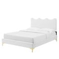 thumbnail image 1 of Platform Bed Frame, Full Size, White, Velvet, Bedroom, Modern Contemporary Boutique HB35288, 1 of 12