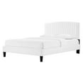 thumbnail image 1 of Platform Bed Frame, Full Size, White, Velvet, Modern Contemporary, Bedroom Master Guest Suite Room, 1 of 9