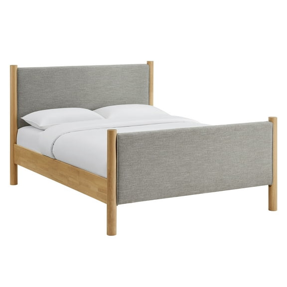 Platform Bed Frame, King, Gray, Fabric, Hotel Bedroom, Modern Contemporary, HB38199