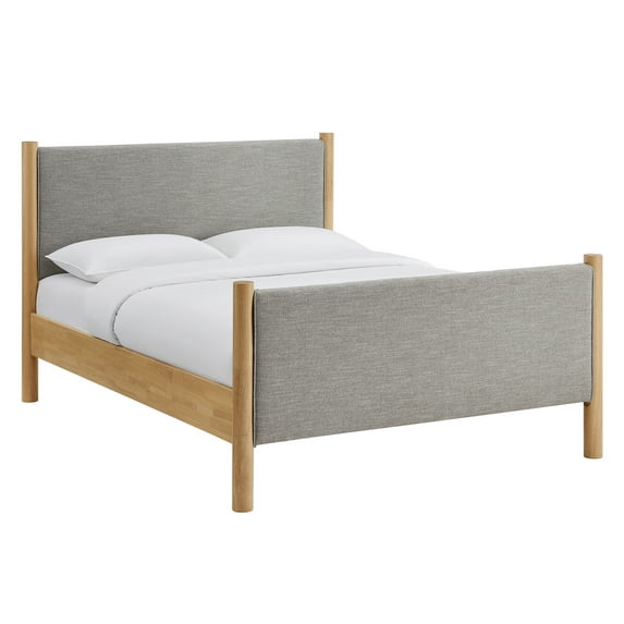 Platform Bed Frame, King, Gray, Fabric, Hotel Bedroom, Modern Contemporary, HB38199