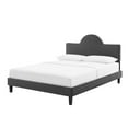 thumbnail image 1 of Platform Bed Frame, King Size, Charcoal Grey Gray, Velvet, Modern Contemporary, Bedroom Master Guest Suite Room, 1 of 10