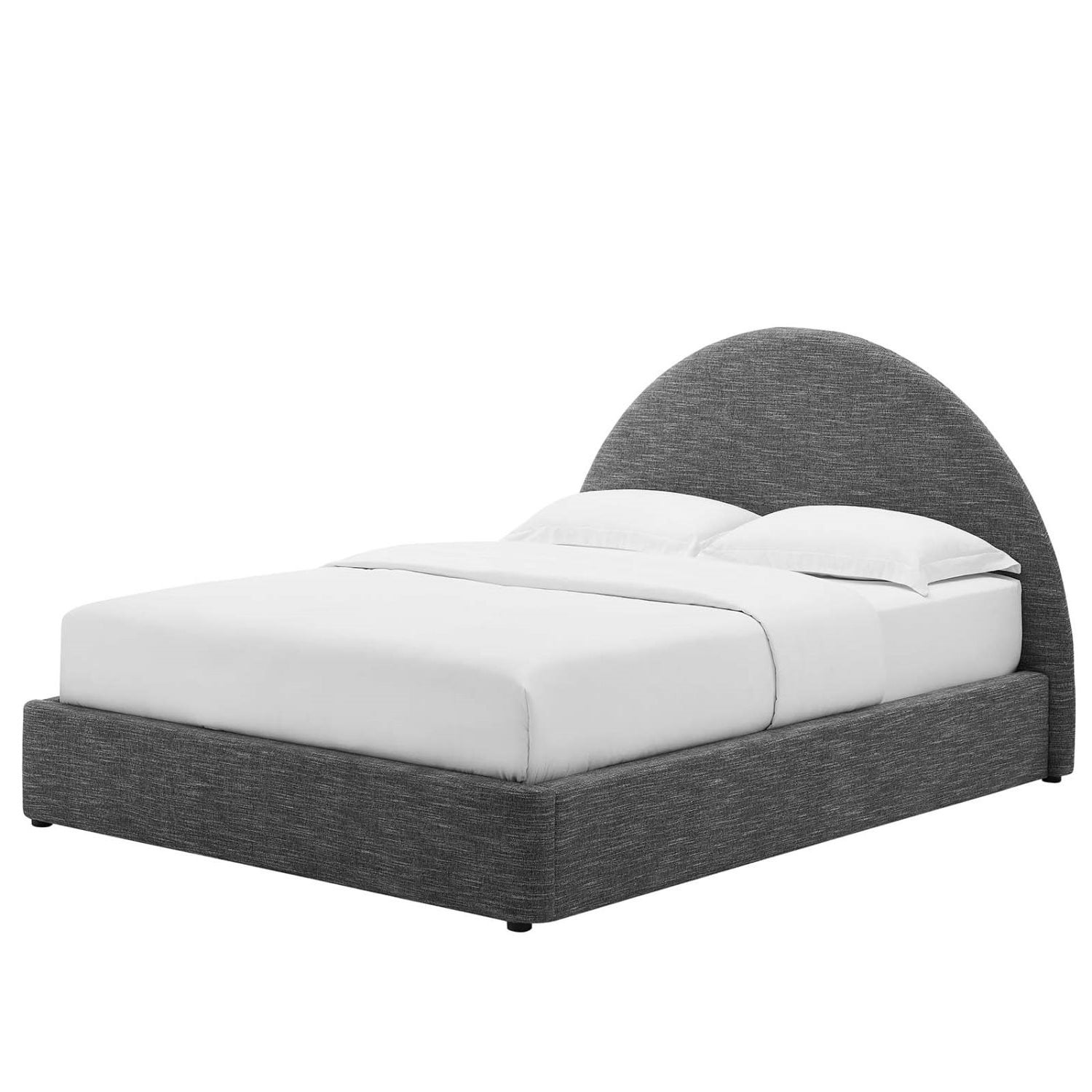 Platform Bed Frame, King Size, Grey Gray, Fabric, Bedroom, Modern Contemporary HB36793