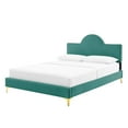 thumbnail image 1 of Platform Bed Frame, King Size, Teal Blue, Velvet, Modern Contemporary, Bedroom Master Guest Suite Room, 1 of 10