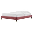 thumbnail image 1 of Platform Bed Frame, King Size, Velvet, Pink, Modern Contemporary Urban Design, Bedroom Master Guest Suite, 1 of 8