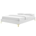 thumbnail image 1 of Platform Bed Frame, King Size, Velvet, White, Modern Contemporary Urban Design, Bedroom Master Guest Suite, 1 of 7