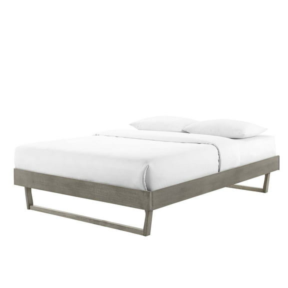 Platform Bed Frame, King Size, Wood, Grey Gray, Modern Contemporary Urban Design, Bedroom Master Guest Suite