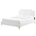 thumbnail image 1 of Platform Bed Frame, King Size, White, Velvet, Mid Century French Bedroom, Modern Contemporary Boutique HB35453, 1 of 12