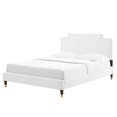 thumbnail image 1 of Platform Bed Frame, King Size, White, Velvet, Mid Century French Bedroom, Modern Contemporary Boutique HB35468, 1 of 12