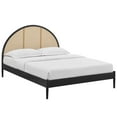 thumbnail image 1 of Platform Bed Frame, Queen, Black, Rattan, Wood, Hotel Bedroom, Modern Contemporary, HB38241, 1 of 10
