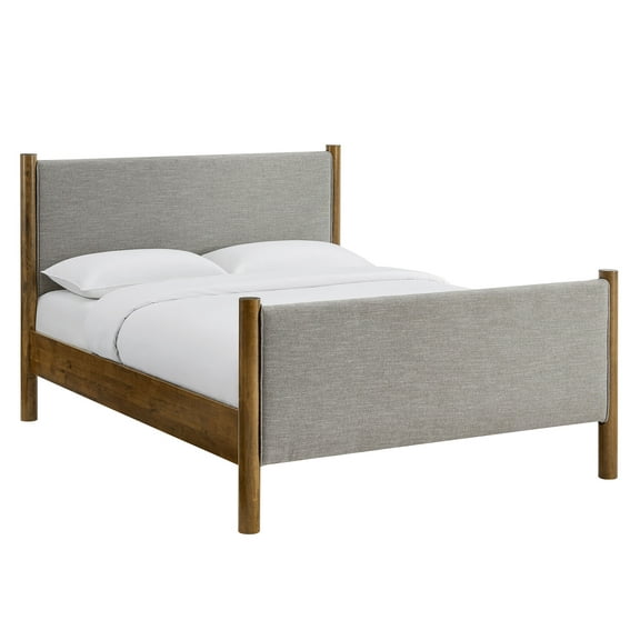 Platform Bed Frame, Queen, Gray, Fabric, Hotel Bedroom, Modern Contemporary, HB38192