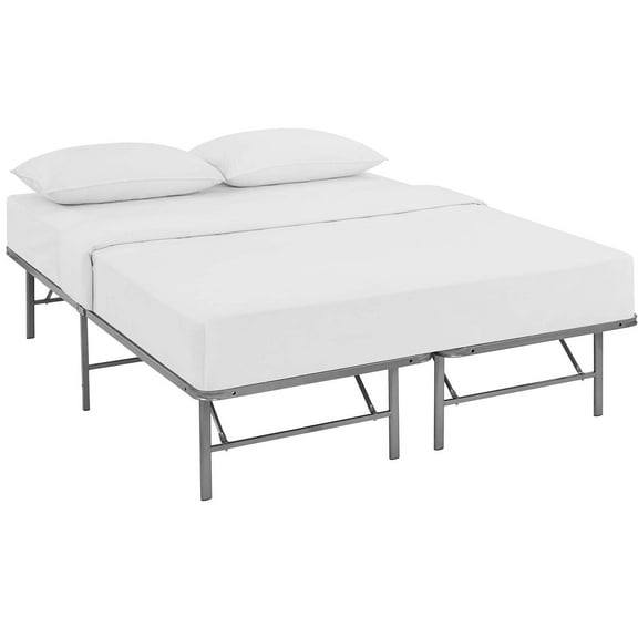 Platform Bed Frame, Queen, Silver, Metal, Hotel Bedroom, Modern Contemporary, HB38041