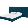 thumbnail image 1 of Platform Bed Frame, Queen Size, Azure Navy Blue, Fabric, Bedroom, Modern Contemporary HB35100, 1 of 5