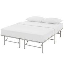 Platform Bed Frame, Queen Size, Grey Gray, Stainless Metal, Bedroom, Modern Contemporary HB35039