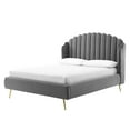 thumbnail image 1 of Platform Bed Frame, Queen Size, Velvet, Grey Gray, Modern Contemporary Urban Design, Bedroom Master Guest Suite, 1 of 10