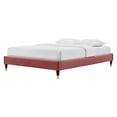 thumbnail image 1 of Platform Bed Frame, Queen Size, Velvet, Pink, Modern Contemporary Urban Design, Bedroom Master Guest Suite, 1 of 8