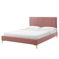 thumbnail image 1 of Platform Bed Frame, Queen Size, Velvet, Pink, Modern Contemporary Urban Design, Bedroom Master Guest Suite, 1 of 10