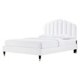 thumbnail image 1 of Platform Bed Frame, Queen Size, White, Velvet, Modern Contemporary, Bedroom Master Guest Suite Room, 1 of 7