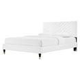 thumbnail image 1 of Platform Bed Frame, Queen Size, White, Velvet, Modern Contemporary, Bedroom Master Guest Suite Room, 1 of 6