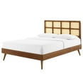 thumbnail image 1 of Platform Bed Frame, Queen Size, Wood, Brown Walnut, Modern Contemporary Urban Design, Bedroom Master Guest Suite, 1 of 9