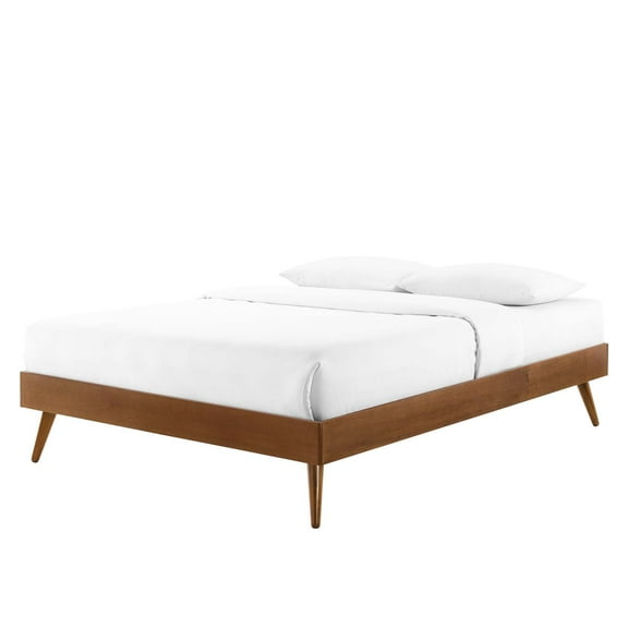 Platform Bed Frame, Queen Size, Wood, Brown Walnut, Modern Contemporary Urban Design, Bedroom Master Guest Suite