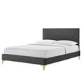 thumbnail image 1 of Platform Bed Frame, Tufted, Full Size, Dark Grey Gray, Velvet, Mid Century Bedroom, Modern Contemporary Boutique HB35596, 1 of 8