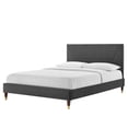 thumbnail image 1 of Platform Bed Frame, Tufted, King Size, Dark Grey Gray, Velvet, Mid Century Bedroom, Modern Contemporary Boutique HB35637, 1 of 8