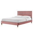 thumbnail image 1 of Platform Bed Frame, Tufted, King Size, Pink, Velvet, Mid Century Bedroom, Modern Contemporary Boutique HB35638, 1 of 8