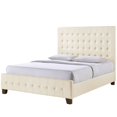 thumbnail image 1 of Platform Bed Frame, Tufted, Queen Size, Ivory White, Fabric, Bedroom, Modern Contemporary HB34999, 1 of 7