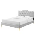 thumbnail image 1 of Platform Bed Frame, Tufted, Rivet Nailhead, Full Size, Light Grey Gray, Fabric, Bedroom, Modern Contemporary HB35330, 1 of 15