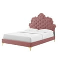 thumbnail image 1 of Platform Bed Frame, Tufted, Rivet Nailhead, King, Pink, Velvet, Bedroom, Modern Contemporary Boutique HB35439, 1 of 12