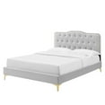 thumbnail image 1 of Platform Bed Frame, Tufted, Rivet Nailhead, Twin, Light Grey Gray, Velvet, Bedroom, Modern Contemporary Boutique HB35324, 1 of 15