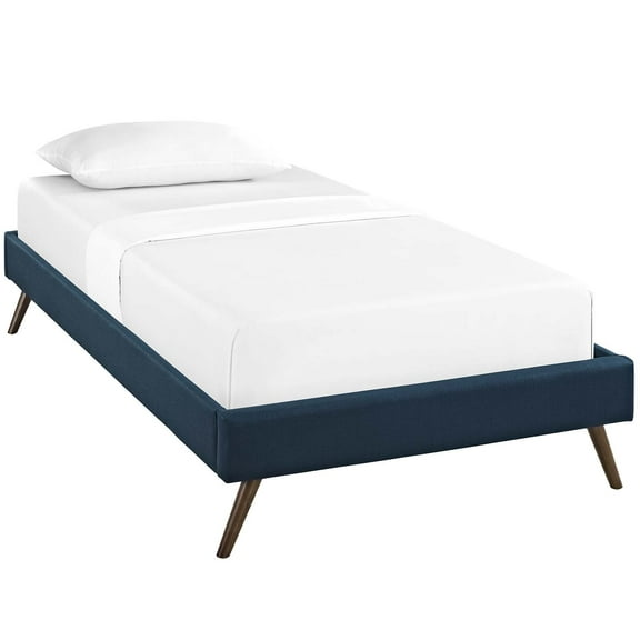 Platform Bed Frame, Twin, Azure Blue, Fabric, Hotel Bedroom, Modern Contemporary, HB38032