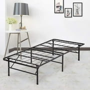 Platform Bed Frame Twin Metal Folding Base Mattress Foundation Frame 14 Inch Portable Heavy-Duty Replaces Box Spring with Black Steel