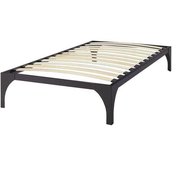 Platform Bed Frame, Twin Size, Brown, Metal, Bedroom, Modern Contemporary HB35080