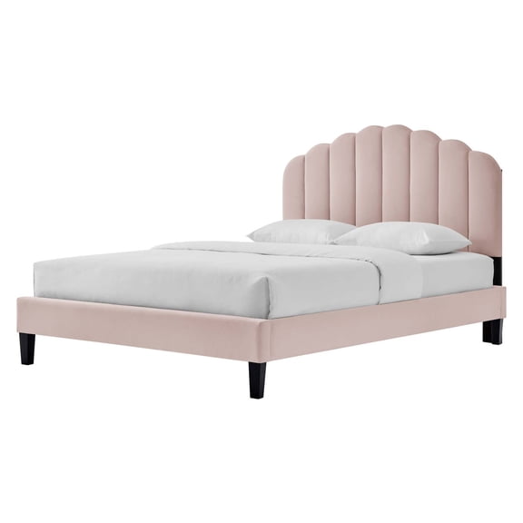 Platform Bed Frame, Twin Size, Pink, Velvet, Modern Contemporary, Bedroom Master Guest Suite Room